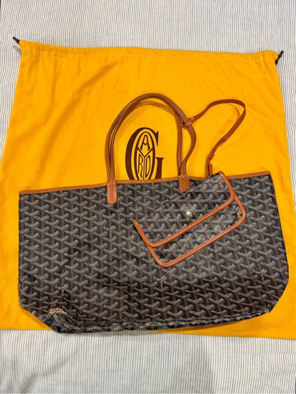 Goyard Black & Brown St. Louis Tote with Tan Trim